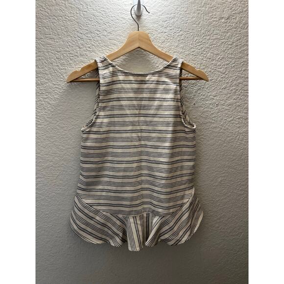 Anthropologie Paper Crown Bellevue Peplum Tank | Striped V-Neck Summer Top XS - Picture 5 of 8